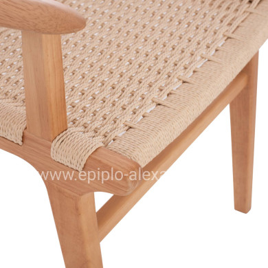 ARMCHAIR HM9331.01 IGNACIO INDOORS RUBBERWOOD ROPE SEAT 61x56x83Η