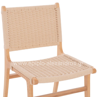 CHAIR HM9330.01 IGNACIO RUBBERWOOD KNITTED NATURAL ROPE 50X60X87H