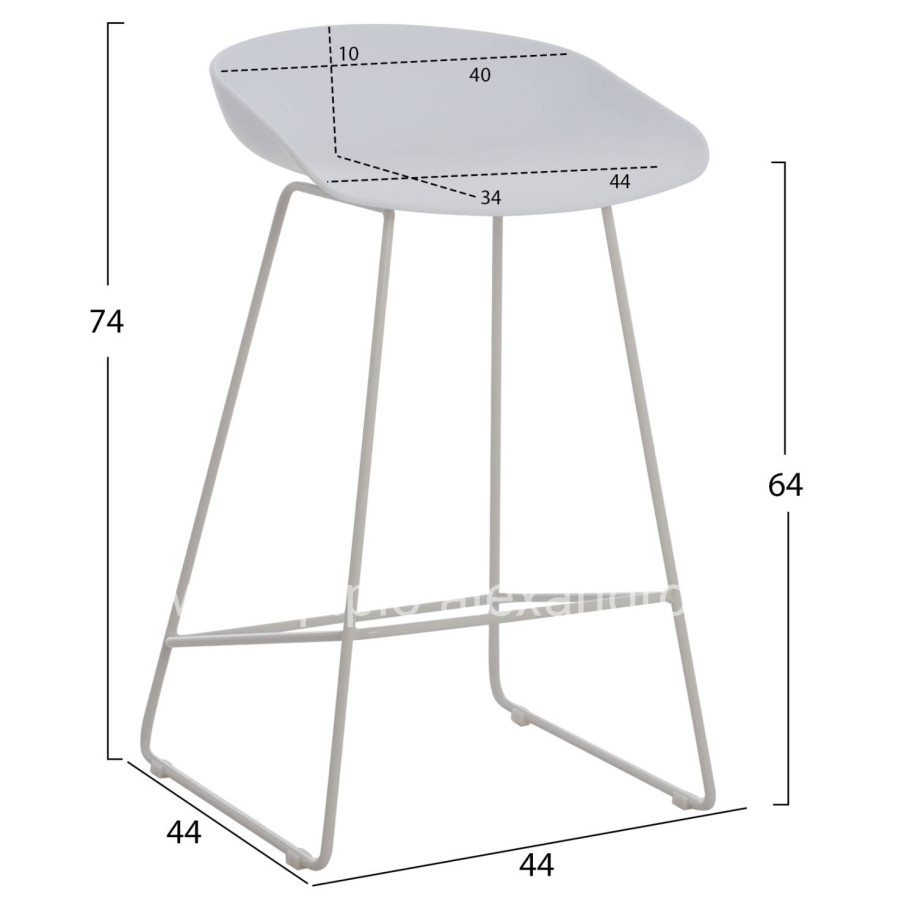 ΣΚΑΜΠΟ ΜΠΑΡ NAILA HM9299.01 ΛΕΥΚΟ ΜΕΣΑΙΟΥ ΥΨΟΥΣ 44x44x74Yεκ.