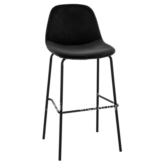 STOOL VINCENT HM8579.14, VELVET BLACK, METAL FRAME 56,5x47x106 cm.