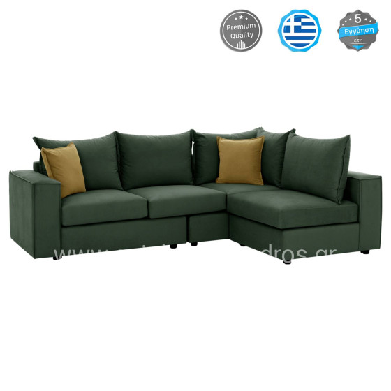 CORNER SOFA MONZA HM3256.17 INTERCHANGEABLE GREEN 265x185x98