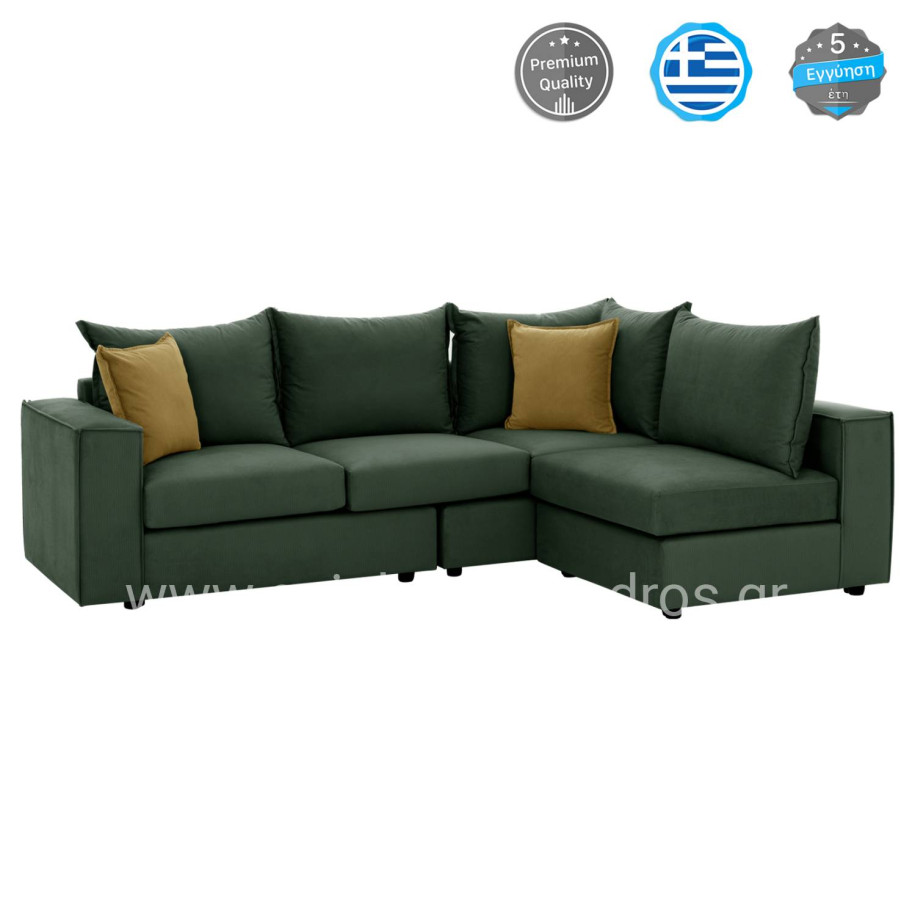 CORNER SOFA MONZA HM3256.17 INTERCHANGEABLE GREEN 265x185x98