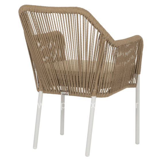 ARMCHAIR ALUMINUM LOKKI HM5855.01 WHITE WITH PE WICKER ROPE BEIGE 56x66x82