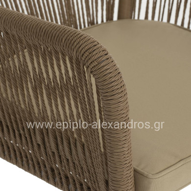 ΠΟΛΥΘΡΟΝΑ ΑΛΟΥΜΙΝΙΟΥ LOKKI HM5855.01 ΛΕΥΚΟ ΜΕ ΣΧΟΙΝΙ WICKER PE ΜΠΕΖ 56x66x82Υ εκ.