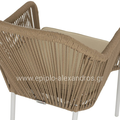 ΠΟΛΥΘΡΟΝΑ ΑΛΟΥΜΙΝΙΟΥ LOKKI HM5855.01 ΛΕΥΚΟ ΜΕ ΣΧΟΙΝΙ WICKER PE ΜΠΕΖ 56x66x82Υ εκ.