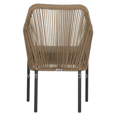 ARMCHAIR ALUMINUM LOKKI HM5855.02 CHARCOAL GREY WITH WICKER ROPE PE 56x66x82