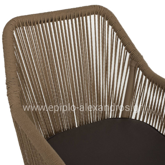 ARMCHAIR ALUMINUM LOKKI HM5855.02 CHARCOAL GREY WITH WICKER ROPE PE 56x66x82