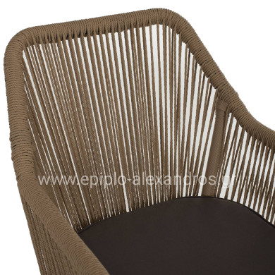 ARMCHAIR ALUMINUM LOKKI HM5855.02 CHARCOAL GREY WITH WICKER ROPE PE 56x66x82