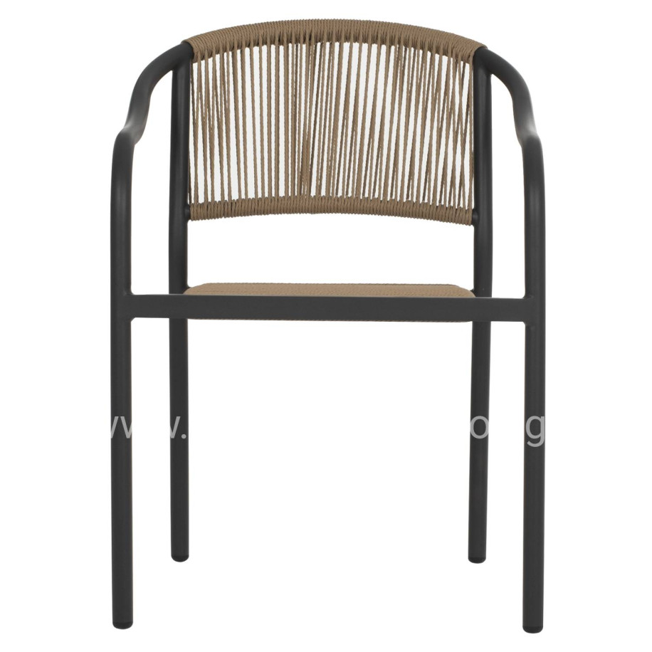 ARMCHAIR ALUMINUM HM5856.02 CHARCOAL GREY WITH PE WICKER ROPE 57x63x80H