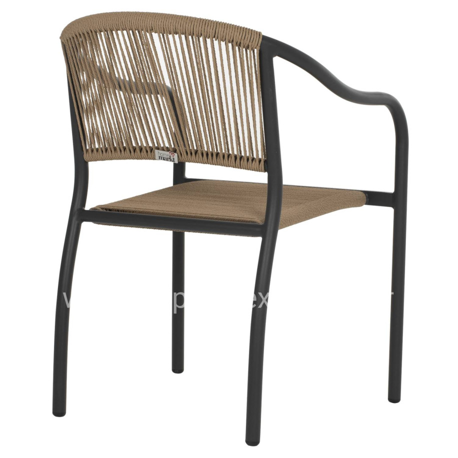 ARMCHAIR ALUMINUM HM5856.02 CHARCOAL GREY WITH PE WICKER ROPE 57x63x80H