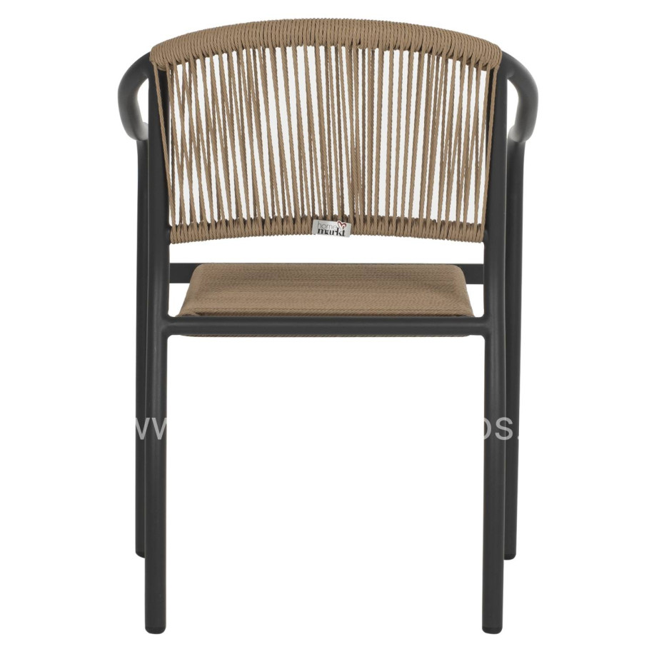 ARMCHAIR ALUMINUM HM5856.02 CHARCOAL GREY WITH PE WICKER ROPE 57x63x80H