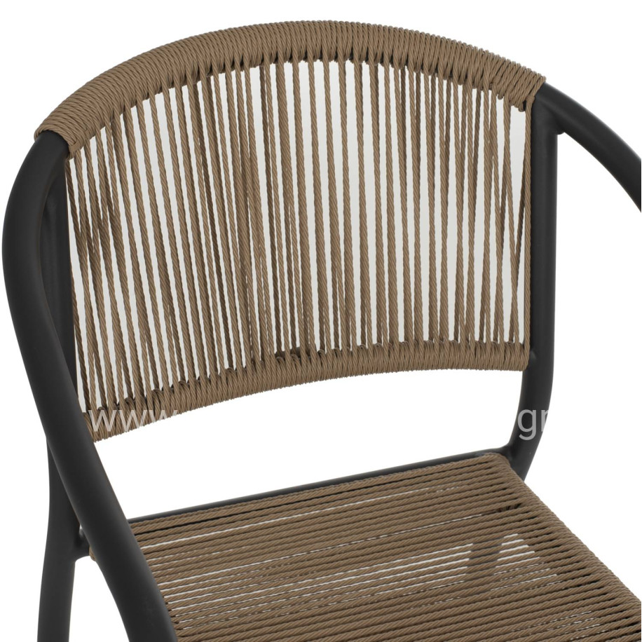 ARMCHAIR ALUMINUM HM5856.02 CHARCOAL GREY WITH PE WICKER ROPE 57x63x80H