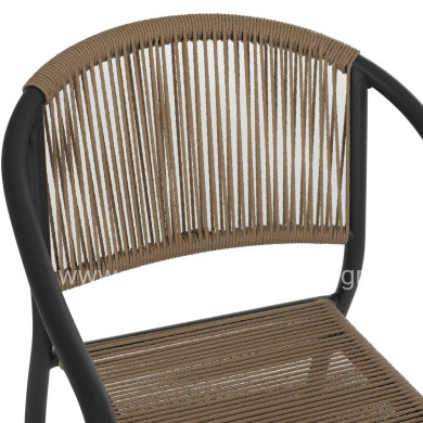 ARMCHAIR ALUMINUM HM5856.02 CHARCOAL GREY WITH PE WICKER ROPE 57x63x80H