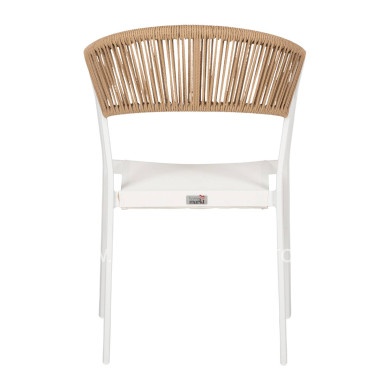 ARMCHAIR ALUMINUM MIRI HM5891.02 WHITE FRAME AND TEXTLINE- BEIGE RATTAN BACKREST 56x60x81,5Hcm.