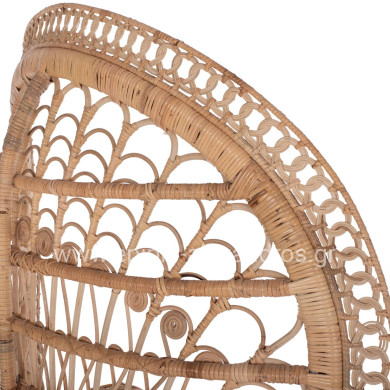 ARMCHAIR ROYAL PEACOCK HM9342 RATTAN IN NATURAL- CUSHION BEIGE 114x72x150Hcm.