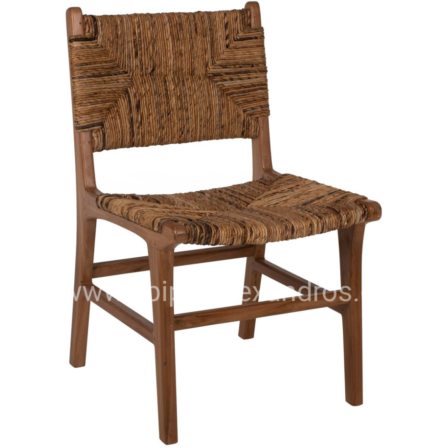 CHAIR HM9399.11 TEAK WOOD WITH STRAW MATTING ON BACKREST AND SEAT NATURAL COLOR 51x60,5x86Hcm