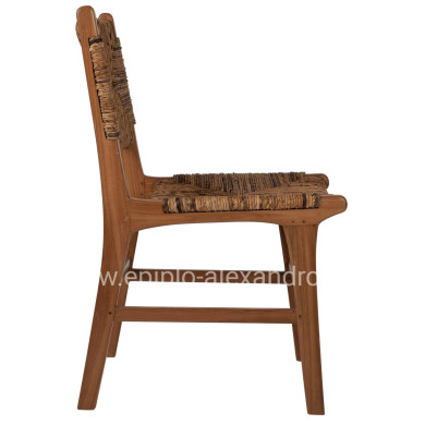 CHAIR HM9399.11 TEAK WOOD WITH STRAW MATTING ON BACKREST AND SEAT NATURAL COLOR 51x60,5x86Hcm