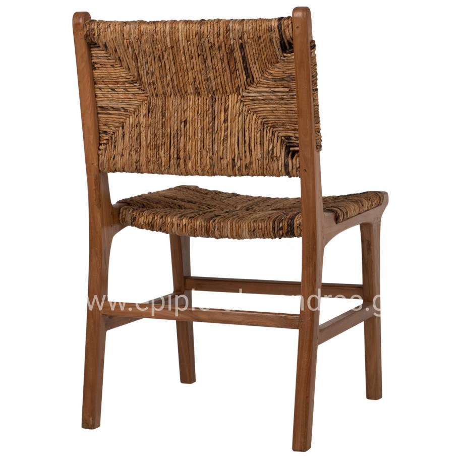 CHAIR HM9399.11 TEAK WOOD WITH STRAW MATTING ON BACKREST AND SEAT NATURAL COLOR 51x60,5x86Hcm