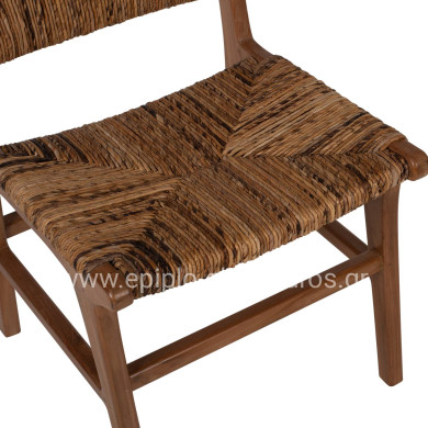 CHAIR HM9399.11 TEAK WOOD WITH STRAW MATTING ON BACKREST AND SEAT NATURAL COLOR 51x60,5x86Hcm