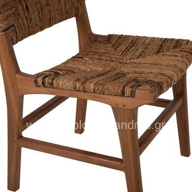 CHAIR HM9399.11 TEAK WOOD WITH STRAW MATTING ON BACKREST AND SEAT NATURAL COLOR 51x60,5x86Hcm