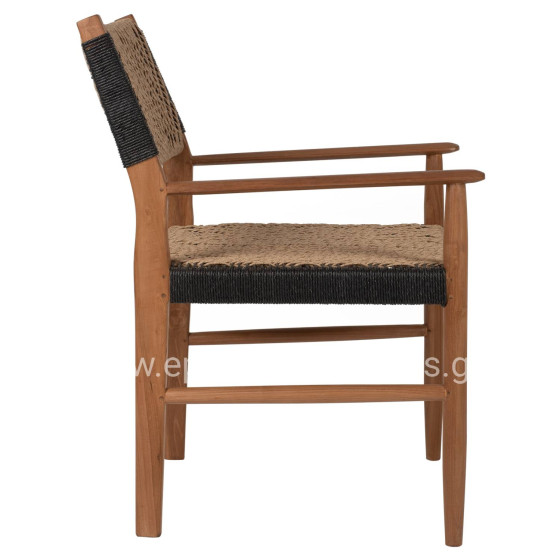DINING ARMCHAIR TEAK WOOD SYNTHETIC ROPE 58x67x83Hcm.HM9383.01
