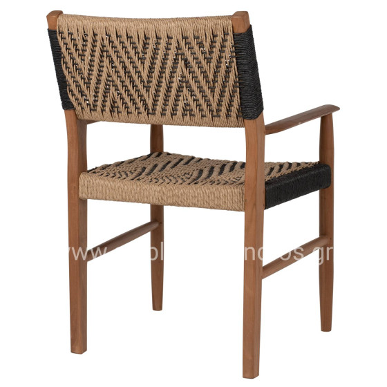 DINING ARMCHAIR TEAK WOOD SYNTHETIC ROPE 58x67x83Hcm.HM9383.01