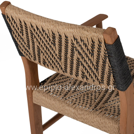 DINING ARMCHAIR TEAK WOOD SYNTHETIC ROPE 58x67x83Hcm.HM9383.01