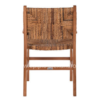 DINING ARMCHAIR TEAK WOOD & RUSH MATTING WALNUT-BEIGE HM9400.01 54x58x86,5 cm.