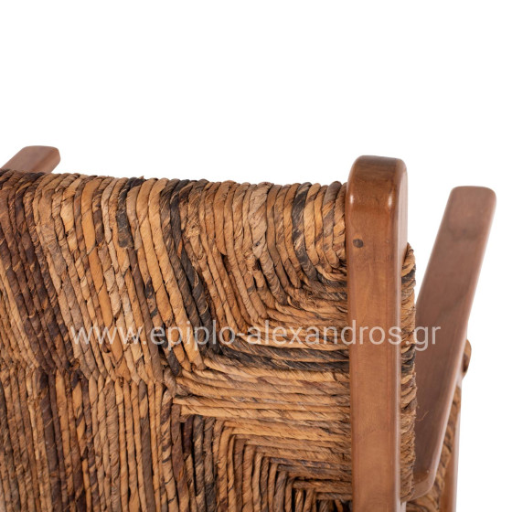 DINING ARMCHAIR TEAK WOOD & RUSH MATTING WALNUT-BEIGE HM9400.01 54x58x86,5 cm.