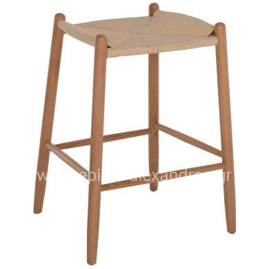 BAR STOOL MEDIUM HEIGHT BEECH WOOD-ROPE 44x46x65Hcm.HM9321.01