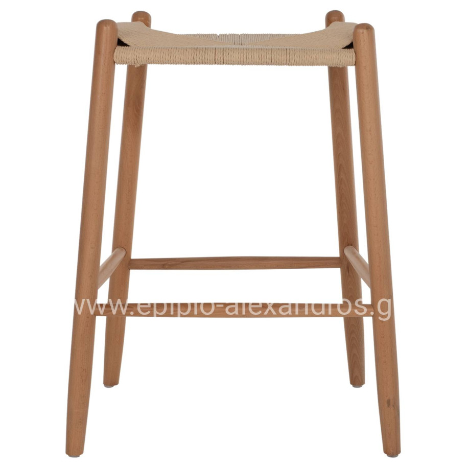 BAR STOOL MEDIUM HEIGHT BEECH WOOD-ROPE 44x46x65Hcm.HM9321.01