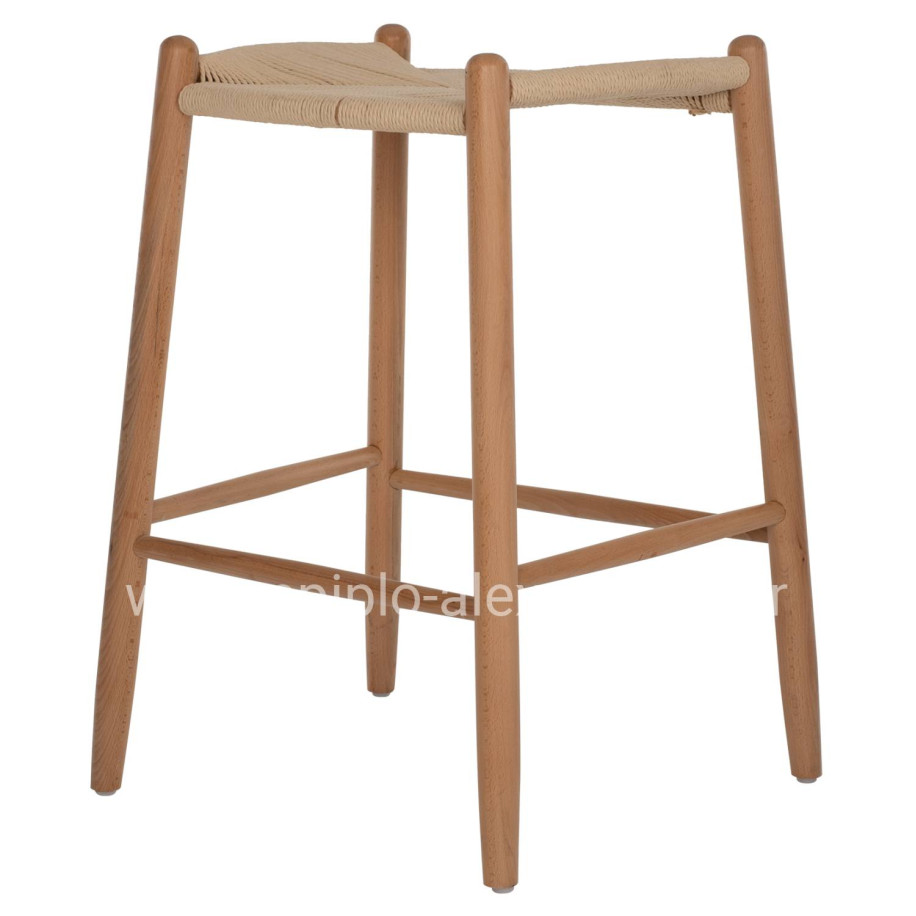 BAR STOOL MEDIUM HEIGHT BEECH WOOD-ROPE 44x46x65Hcm.HM9321.01