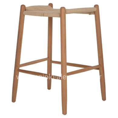 BAR STOOL MEDIUM HEIGHT BEECH WOOD-ROPE 44x46x65Hcm.HM9321.01