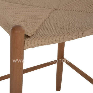 BAR STOOL MEDIUM HEIGHT BEECH WOOD-ROPE 44x46x65Hcm.HM9321.01