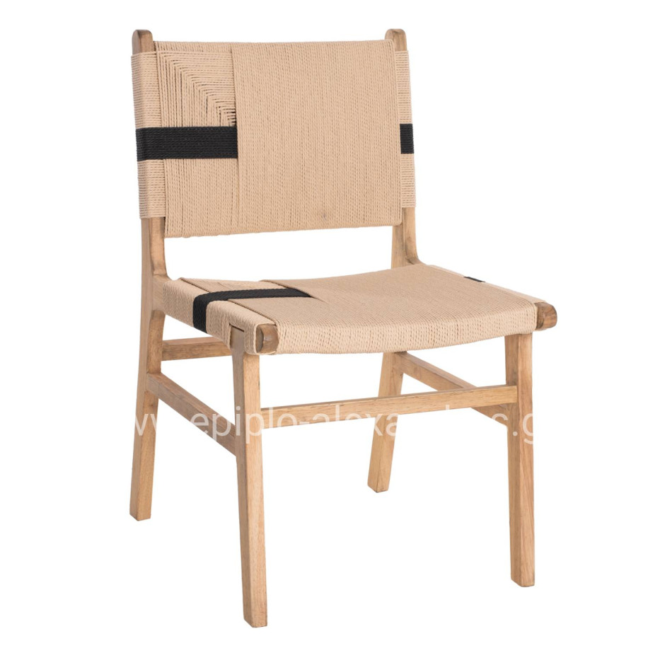 LEISURE CHAIR RUBBERWOOD AND ROPE IN NATURAL RUSTIC COLOR 50x60x88Hcm.HM9323.01
