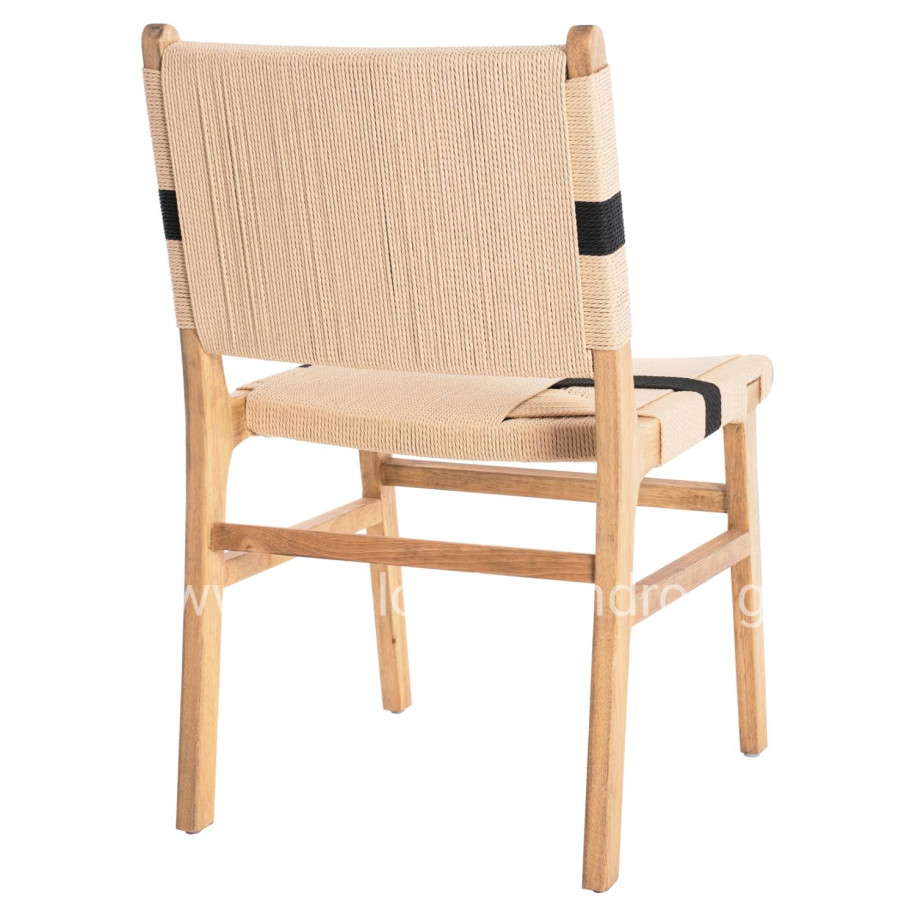 LEISURE CHAIR RUBBERWOOD AND ROPE IN NATURAL RUSTIC COLOR 50x60x88Hcm.HM9323.01