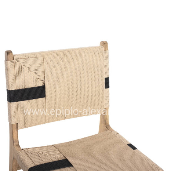LEISURE CHAIR RUBBERWOOD AND ROPE IN NATURAL RUSTIC COLOR 50x60x88Hcm.HM9323.01