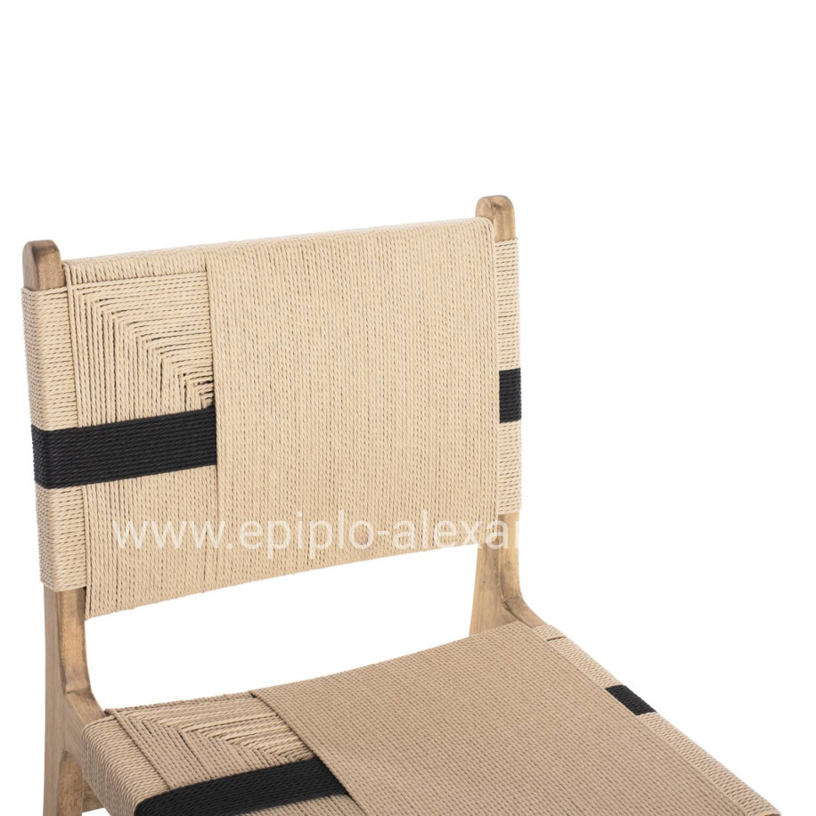 LEISURE CHAIR RUBBERWOOD AND ROPE IN NATURAL RUSTIC COLOR 50x60x88Hcm.HM9323.01