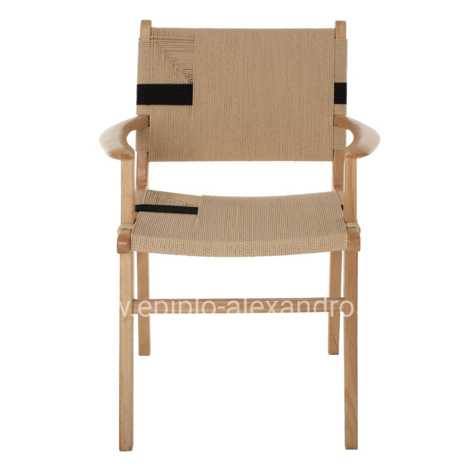ARMCHAIR BAND RUBBERWOOD AND ROPE 62,5x60x88Hcm.HM9324.01