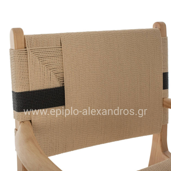 ARMCHAIR BAND RUBBERWOOD AND ROPE 62,5x60x88Hcm.HM9324.01