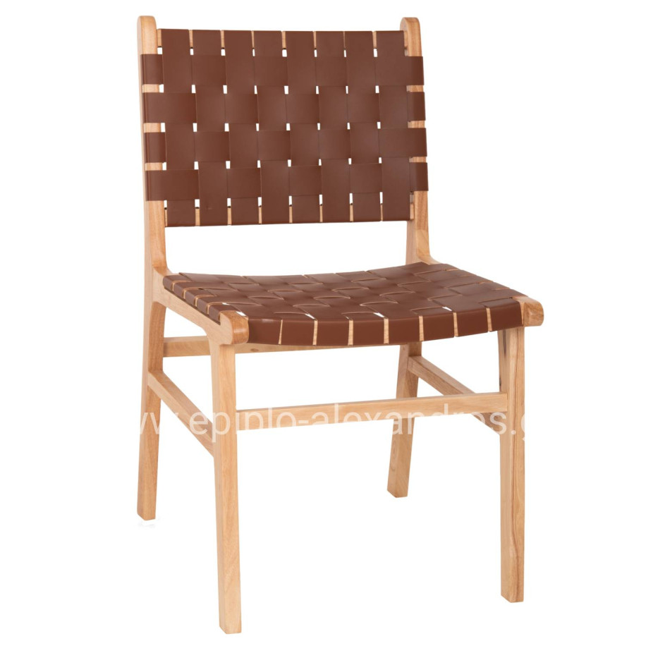 CHAIR TOON WOOD PU LEATHER BROWN 49x59x86Hcm.HM9327.01