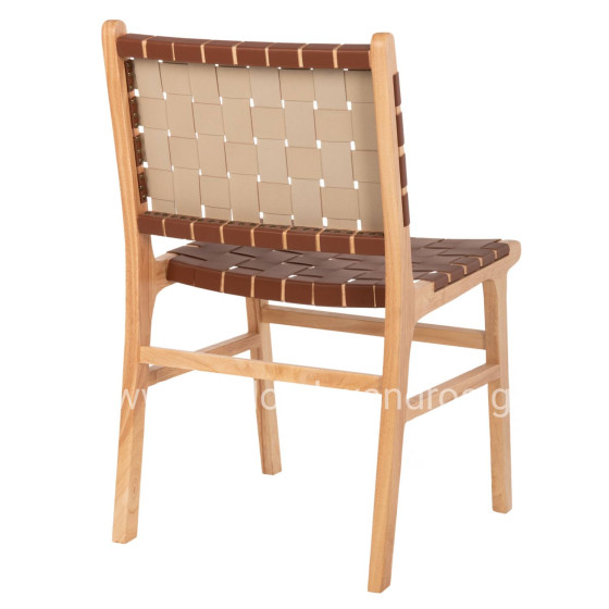CHAIR TOON WOOD PU LEATHER BROWN 49x59x86Hcm.HM9327.01