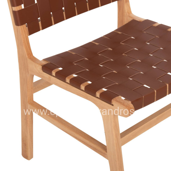 CHAIR TOON WOOD PU LEATHER BROWN 49x59x86Hcm.HM9327.01