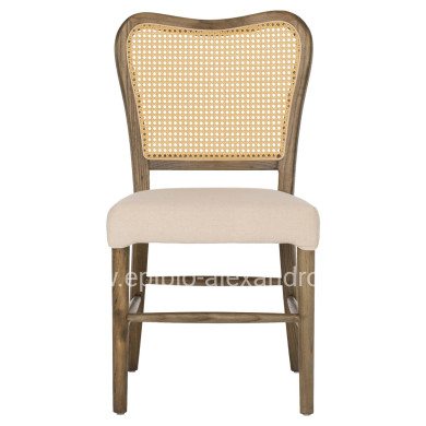 CHAIR TOON WOOD RATTAN BACK FABRIC SEAT HM9406.04 47x52x91.5Hcm.