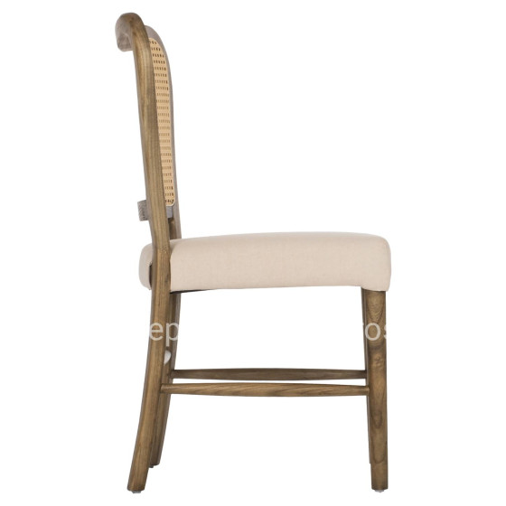 CHAIR TOON WOOD RATTAN BACK FABRIC SEAT HM9406.04 47x52x91.5Hcm.