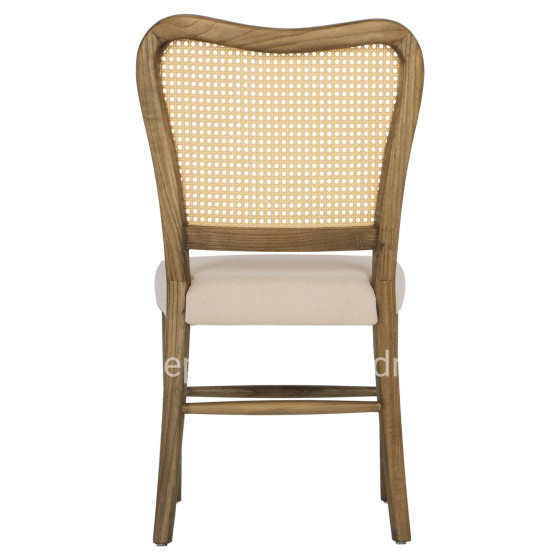 CHAIR TOON WOOD RATTAN BACK FABRIC SEAT HM9406.04 47x52x91.5Hcm.