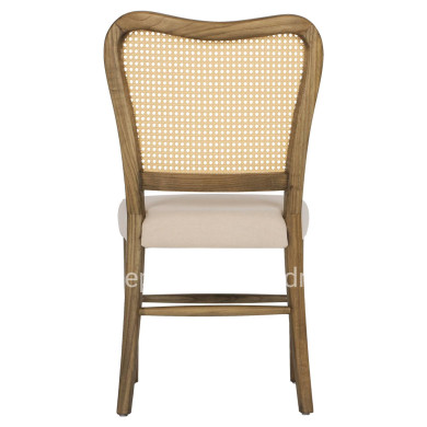 CHAIR TOON WOOD RATTAN BACK FABRIC SEAT HM9406.04 47x52x91.5Hcm.