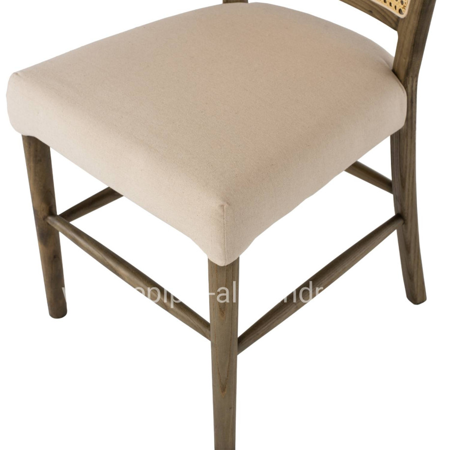 CHAIR TOON WOOD RATTAN BACK FABRIC SEAT HM9406.04 47x52x91.5Hcm.