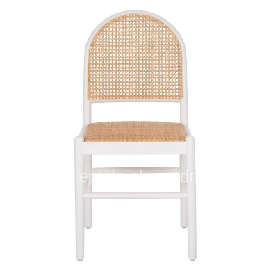 CHAIR BEECH WOOD WHITE-RATTAN BEIGE HM9407.03 43x50x87Hcm.