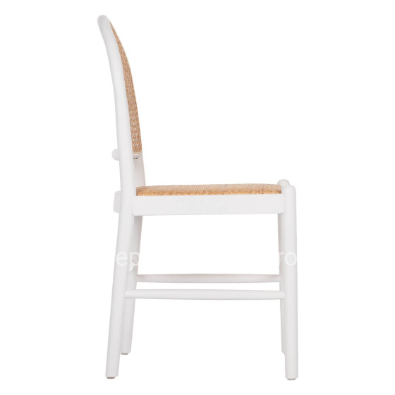 CHAIR BEECH WOOD WHITE-RATTAN BEIGE HM9407.03 43x50x87Hcm.